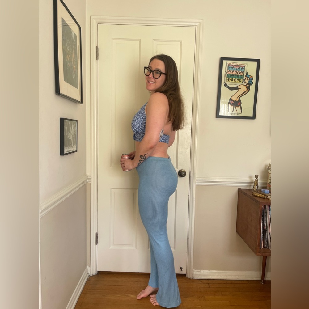 70s Vintage Ribbed Kick Flare Lounge Pants - Picture 3 of 9